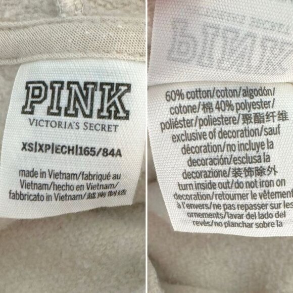 Victoria's Secret PINK beige hooded pullover sweatshirt hoodie XS - Picture 10 of 11